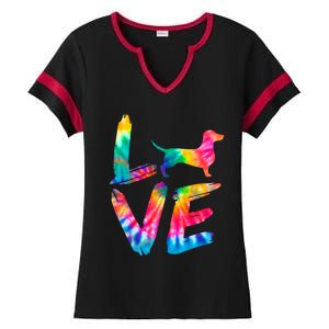 Doxie Tie Dye Love Dog Mom Dad Meaningful Gift Ladies Halftime Notch Neck Tee