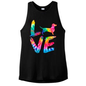 Doxie Tie Dye Love Dog Mom Dad Meaningful Gift Ladies PosiCharge Tri-Blend Wicking Tank