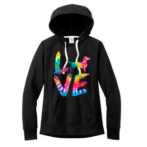 Doxie Tie Dye Love Dog Mom Dad Meaningful Gift Women's Fleece Hoodie