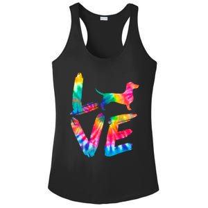 Doxie Tie Dye Love Dog Mom Dad Meaningful Gift Ladies PosiCharge Competitor Racerback Tank