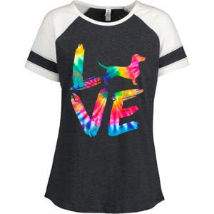 Doxie Tie Dye Love Dog Mom Dad Meaningful Gift Enza Ladies Jersey Colorblock Tee