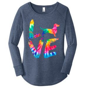 Doxie Tie Dye Love Dog Mom Dad Meaningful Gift Women's Perfect Tri Tunic Long Sleeve Shirt