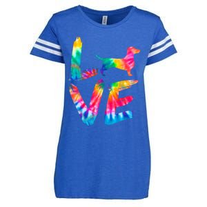 Doxie Tie Dye Love Dog Mom Dad Meaningful Gift Enza Ladies Jersey Football T-Shirt