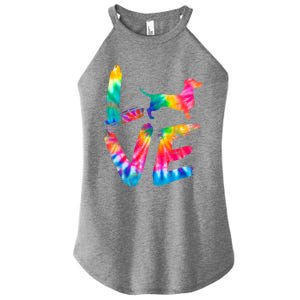 Doxie Tie Dye Love Dog Mom Dad Meaningful Gift Women's Perfect Tri Rocker Tank