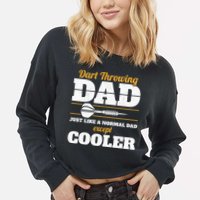 Dart Throwing Dad Dart Player Dart Club Father Darts Cropped Pullover Crew