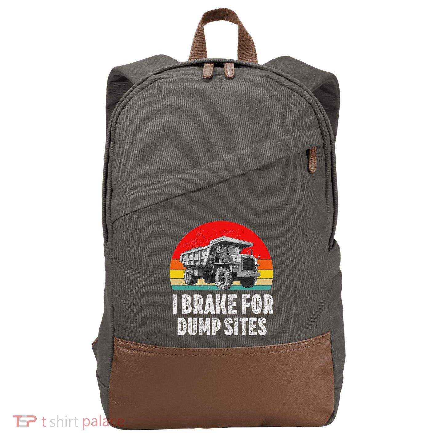 Dump Truck Driver Operator Dumping Truck Trailer Cotton Canvas Backpack