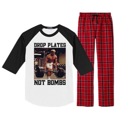 Donald Trump Drop Plates Not Bombs Swole Muscular Trump Gym Raglan Sleeve Pajama Set