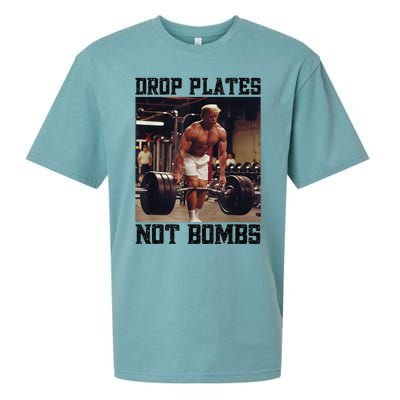 Donald Trump Drop Plates Not Bombs Swole Muscular Trump Gym Sueded Cloud Jersey T-Shirt