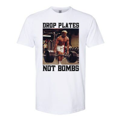 Donald Trump Drop Plates Not Bombs Swole Muscular Trump Gym Softstyle CVC T-Shirt