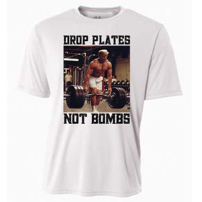 Donald Trump Drop Plates Not Bombs Swole Muscular Trump Gym Cooling Performance Crew T-Shirt