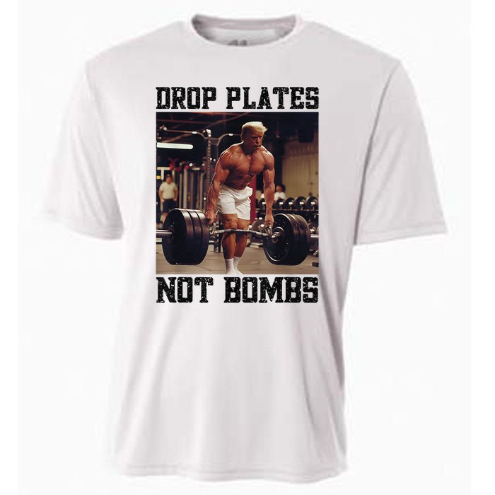 Donald Trump Drop Plates Not Bombs Swole Muscular Trump Gym Cooling Performance Crew T-Shirt