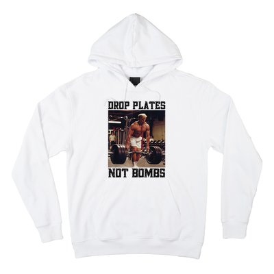 Donald Trump Drop Plates Not Bombs Swole Muscular Trump Gym Hoodie