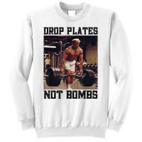 Donald Trump Drop Plates Not Bombs Swole Muscular Trump Gym Sweatshirt