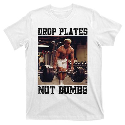 Donald Trump Drop Plates Not Bombs Swole Muscular Trump Gym T-Shirt