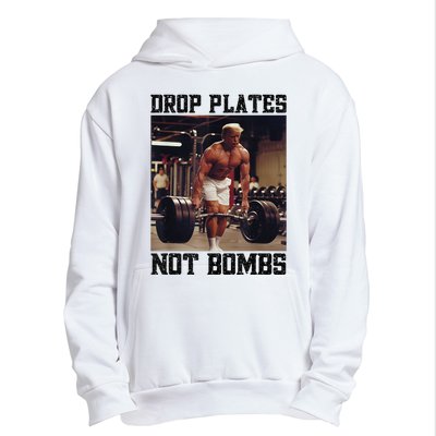 Donald Trump Drop Plates Not Bombs Swole Muscular Trump Gym Urban Pullover Hoodie