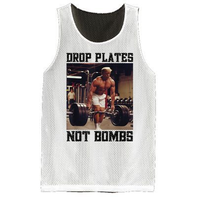 Donald Trump Drop Plates Not Bombs Swole Muscular Trump Gym Mesh Reversible Basketball Jersey Tank