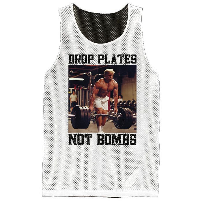 Donald Trump Drop Plates Not Bombs Swole Muscular Trump Gym Mesh Reversible Basketball Jersey Tank