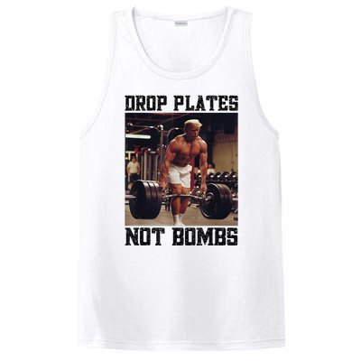 Donald Trump Drop Plates Not Bombs Swole Muscular Trump Gym PosiCharge Competitor Tank