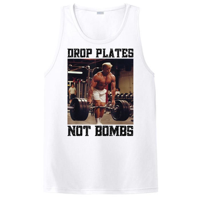 Donald Trump Drop Plates Not Bombs Swole Muscular Trump Gym PosiCharge Competitor Tank