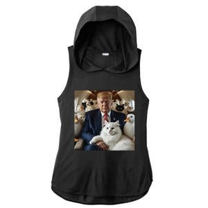 Donald Trump Duck Cat Vote 2024 Ladies PosiCharge Tri-Blend Wicking Draft Hoodie Tank