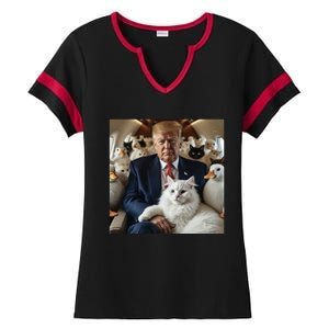 Donald Trump Duck Cat Vote 2024 Ladies Halftime Notch Neck Tee