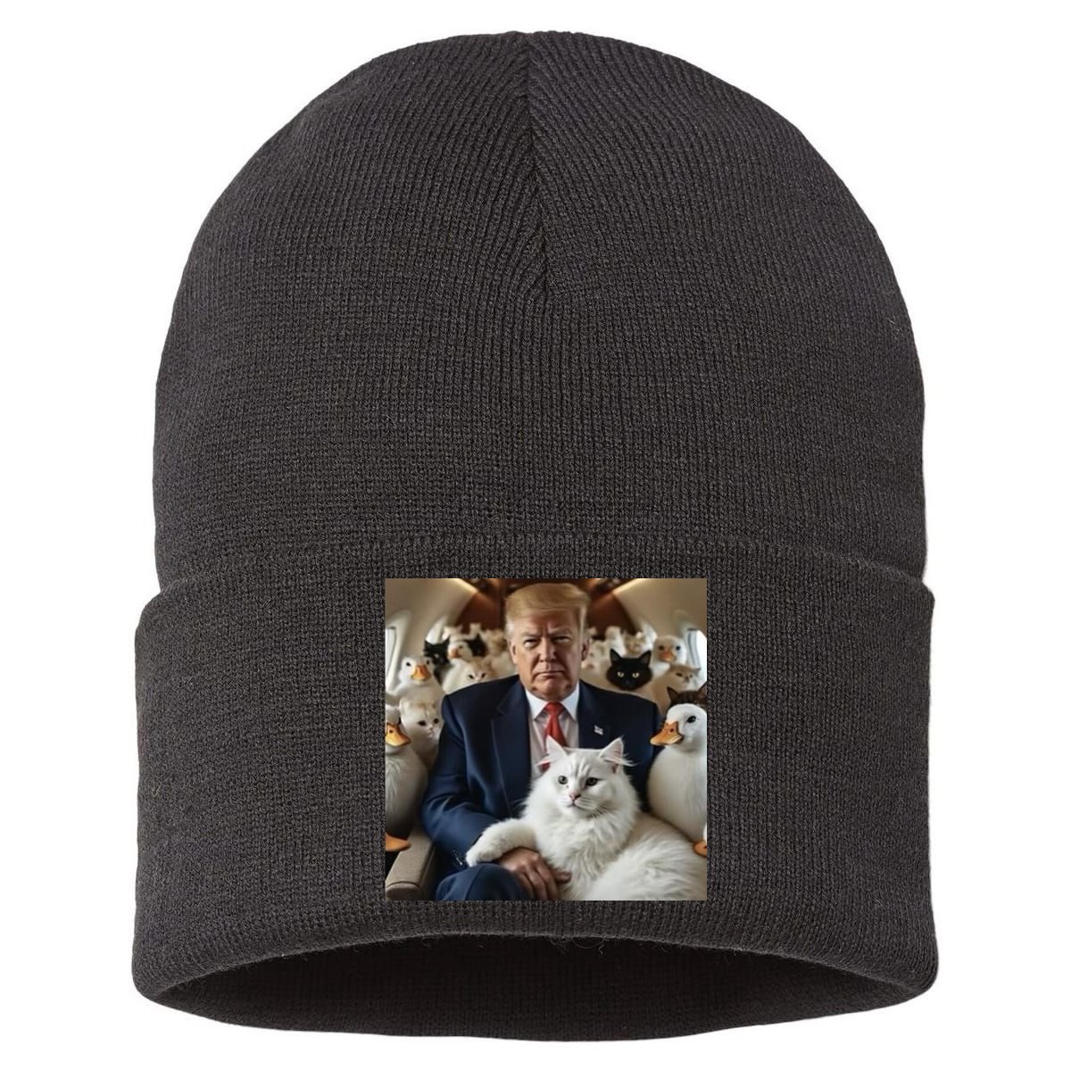 Donald Trump Duck Cat Vote 2024 Sustainable Knit Beanie
