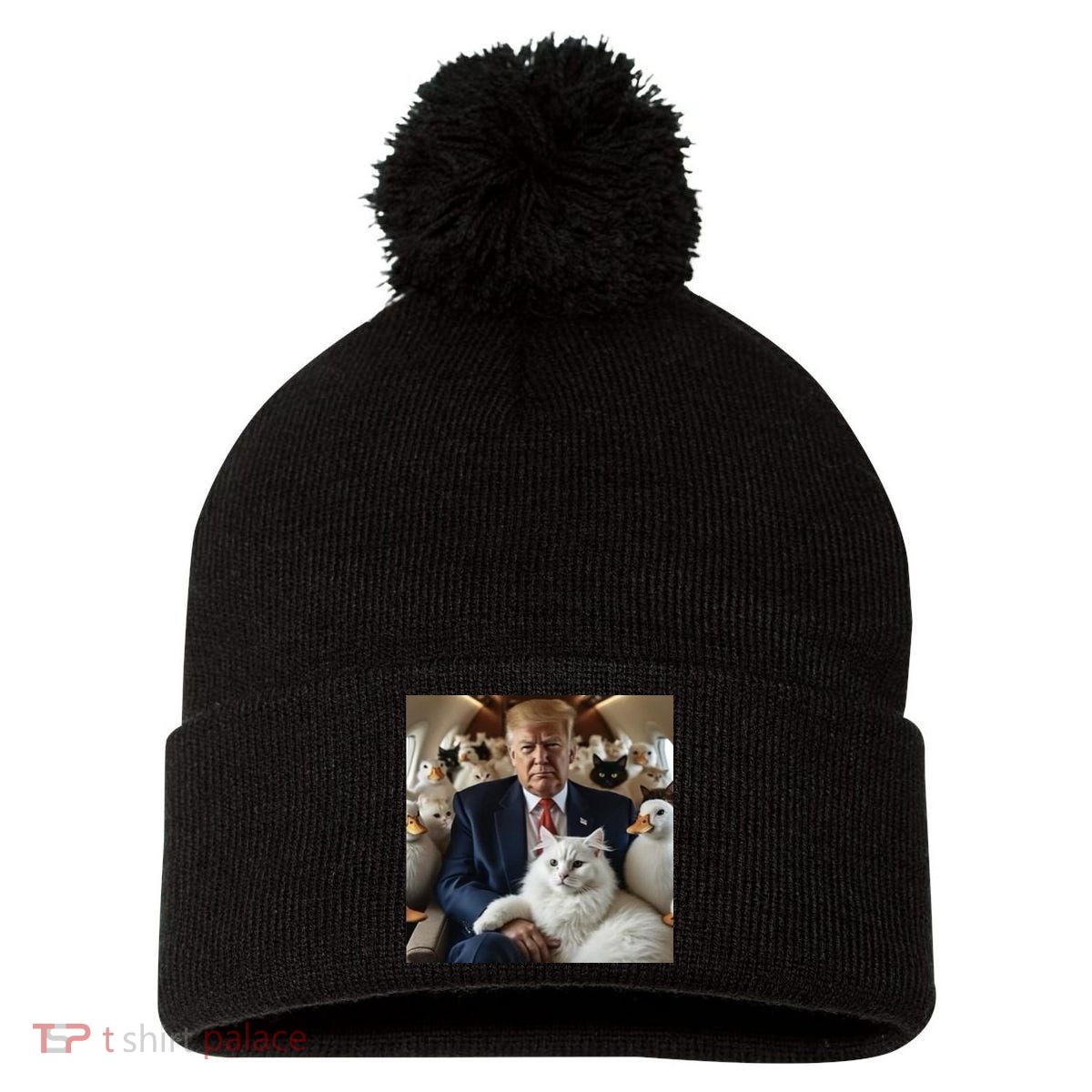 Donald Trump Duck Cat Vote 2024 Pom Pom 12in Knit Beanie