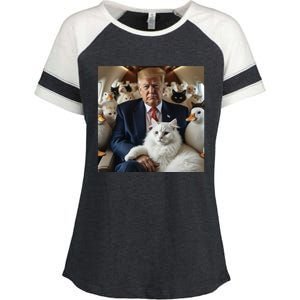 Donald Trump Duck Cat Vote 2024 Enza Ladies Jersey Colorblock Tee