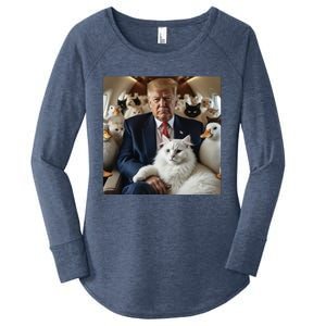 Donald Trump Duck Cat Vote 2024 Women's Perfect Tri Tunic Long Sleeve Shirt