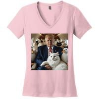 Donald Trump Duck Cat Vote 2024 Women's V-Neck T-Shirt