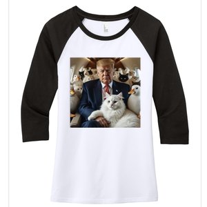 Donald Trump Duck Cat Vote 2024 Women's Tri-Blend 3/4-Sleeve Raglan Shirt