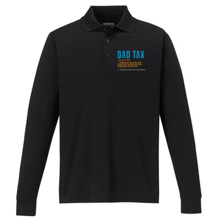 Dad Tax Definition Funny Fathers Day Performance Long Sleeve Polo