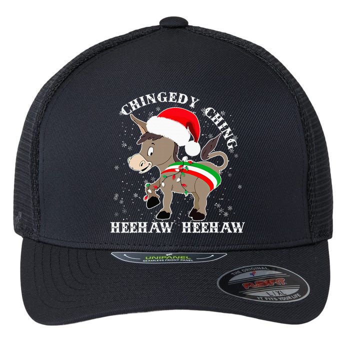 Dominick The Donkey Chingedy Ching Italian Christmas Donkey Flexfit Unipanel Trucker Cap