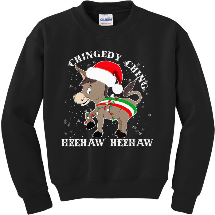 Dominick The Donkey Chingedy Ching Italian Christmas Donkey Kids Sweatshirt