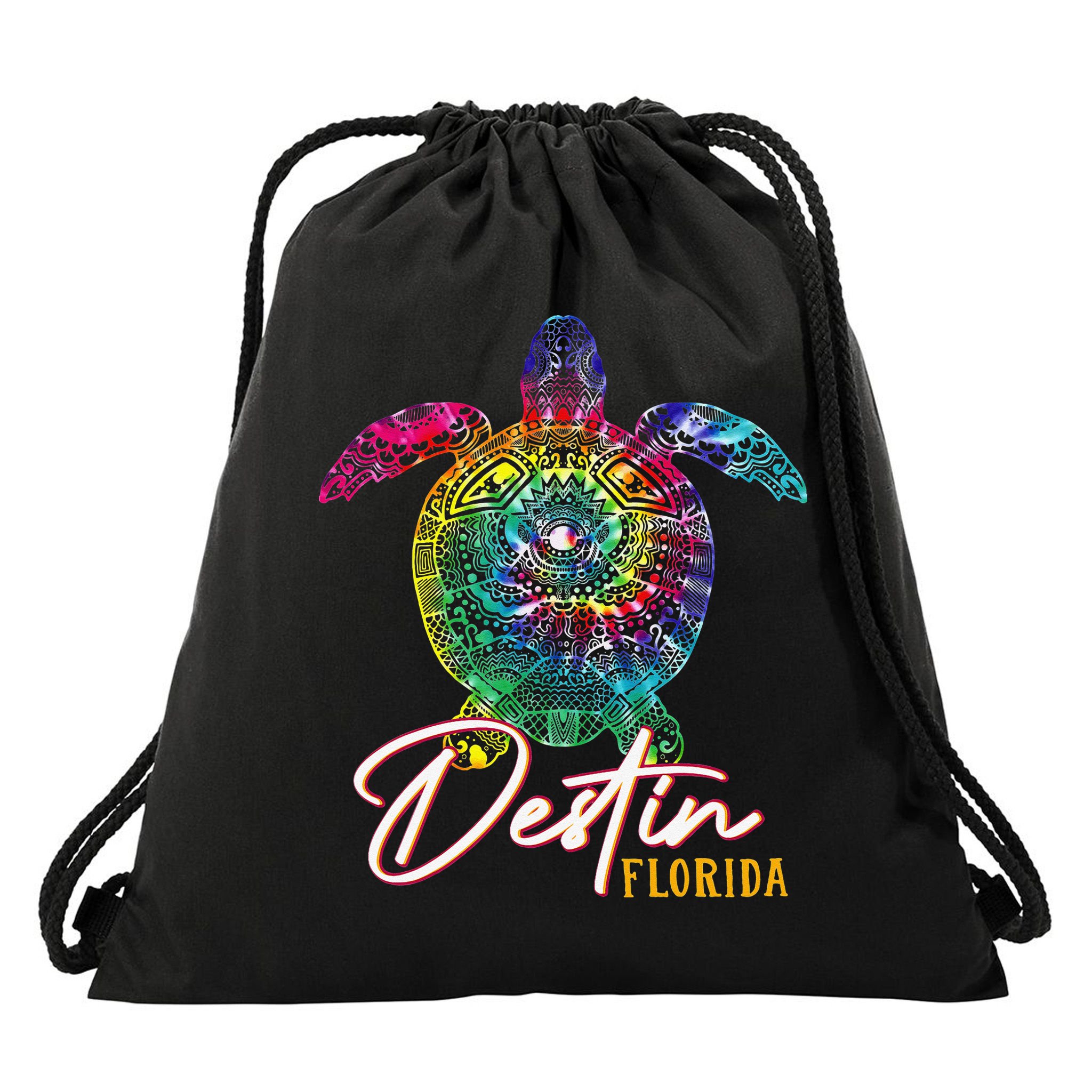 Destin Tie Dye Sea Turtle Florida Matching Family Vacation Drawstring Bag