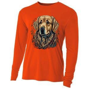 Dog Trainer Dala Art Golden Retriever Gift Cooling Performance Long Sleeve Crew