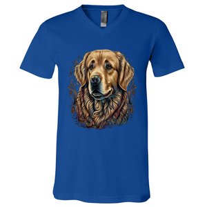 Dog Trainer Dala Art Golden Retriever Gift V-Neck T-Shirt