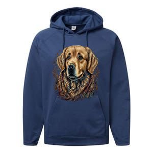 Dog Trainer Dala Art Golden Retriever Gift Performance Fleece Hoodie