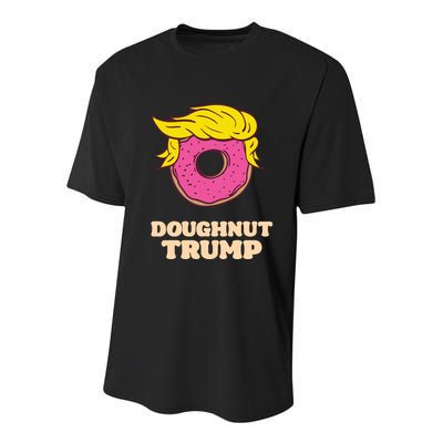 Donald Trump Doughnut Funny Humor Pun Donut Lover Youth Performance Sprint T-Shirt