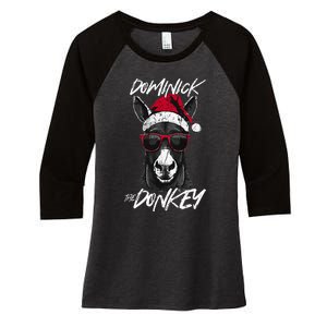 Dominick The Donkey Women's Tri-Blend 3/4-Sleeve Raglan Shirt