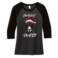 Dominick The Donkey Women's Tri-Blend 3/4-Sleeve Raglan Shirt