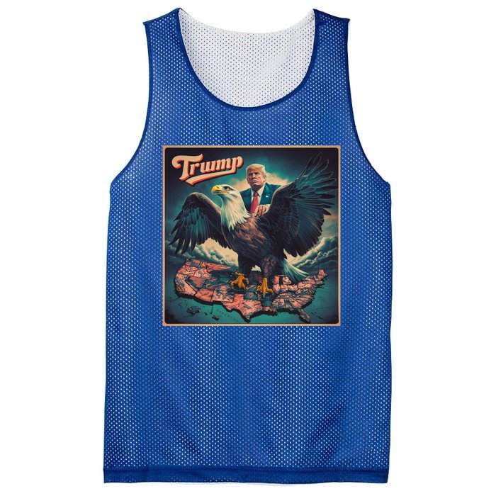 Donald Trump Eagle Usa President 2024 Retro Poster Graphic Gift Mesh Reversible Basketball Jersey Tank