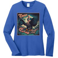 Donald Trump Eagle Usa President 2024 Retro Poster Graphic Gift Ladies Long Sleeve Shirt