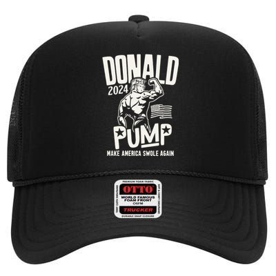 Donald Trump Election 2024 Donald Pump Make America Swale Again High Crown Mesh Back Trucker Hat