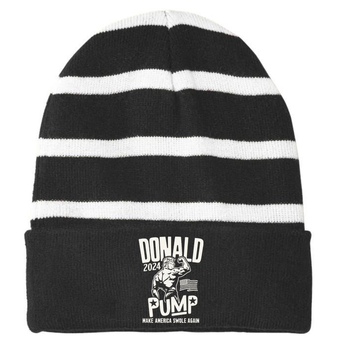 Donald Trump Election 2024 Donald Pump Make America Swale Again Striped Beanie with Solid Band