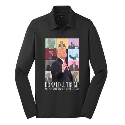 Donald Trump Era Funny Music Vote Trump For President 2024 Silk Touch Performance Long Sleeve Polo