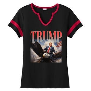 Donald Trump Eagle Usa Maga Ladies Halftime Notch Neck Tee