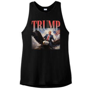 Donald Trump Eagle Usa Maga Ladies PosiCharge Tri-Blend Wicking Tank