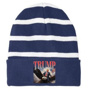 Donald Trump Eagle Usa Maga Striped Beanie with Solid Band