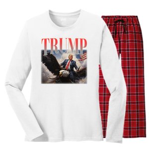 Donald Trump Eagle Usa Maga Women's Long Sleeve Flannel Pajama Set 